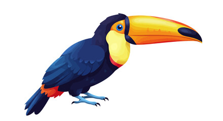Naklejka premium Vibrant toucan bird illustration, a symbol of exotic tropical wildlife. Detailed digital art isolated on a white background.