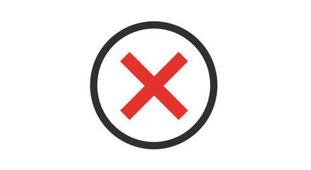 Obraz premium Red X mark in a circle icon. Vector graphic for concepts like cancellation, error, deletion, and incorrectness.