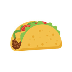 Delicious Taco Illustration with Cheese, Lettuce, Tomato Ready to Eat!