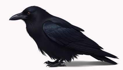 Fototapeta premium Modern illustration Black raven on white backdrop Minimalistic Bold