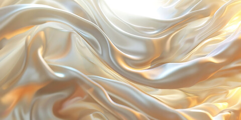 Abstract fluid motion in golden hues with shimmering light reflections
