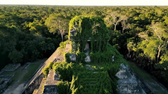 Ancient mayan pyramid ruin in lush jungle a glimpse into history and civilization, showcasing the architectural marvels of a lost culture
