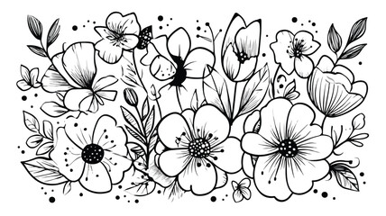 Colorful Cute Flowers Printable Coloring Page for Spring Flora Inspiration
