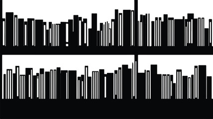 Elegant Library Bookshelf Vector Icon Logo in White