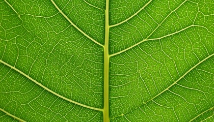 Obraz premium Close-up view of a vibrant green leaf's intricate vein network