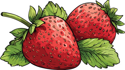 Cute Strawberry Cartoon Vector Illustration for Nature Concept