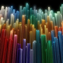 Obraz premium A mesmerizing array of colorful fire bursts fills the space showcasing a dynamic blend of neon light across a dark backdrop