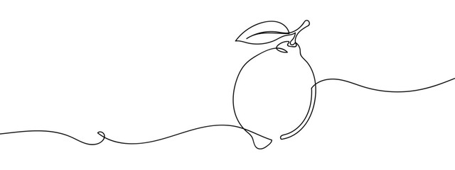 Simple hand drawn continuous line vector illustration of lemon, isolated on transparent background. stroke editable