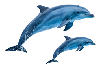 Fototapeta premium Graceful Dolphins Leaping A Stunning Underwater Scene of Marine Life and Family Bonds
