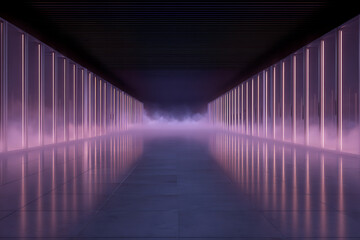 cyberpunk environment, futuristic server room with glowing panels, symmetrical tech lines, and a vaporwave aesthetic