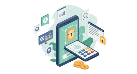 Isometric mobile security authentication with biometrics and data analytics