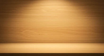 Naklejka premium Light Wood Grain Shelf Display Background.