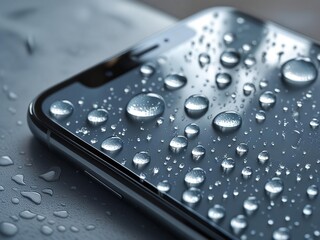 water drops on a metal surface