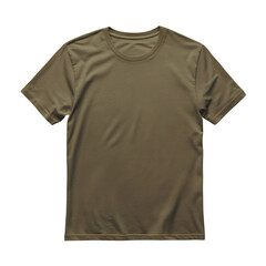 Olive Green Short-Sleeved T-Shirt Mockup, Front View on Transparent Background