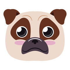 Cute pug dog face clipart. Vector