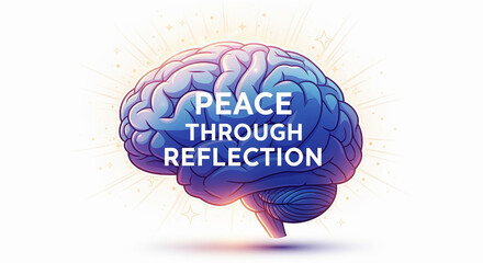 Find inner peace through reflection with this vibrant brain illustration, perfect for mindfulness campaigns, mental health awareness, and inspirational content to promote self-discovery