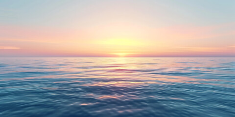 Obraz premium Sunset over calm ocean waters with a serene sky 