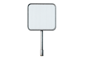 Empty rectangular sign on a metal post