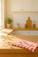 White & Wood Texture Background: Product mockup displays wooden surface, kitchen props, soft lighting. Use for staging, branding, posters.