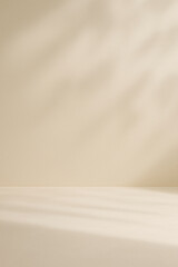 Beige Texture: Soft light casts shadows on a clean, minimal surface. Perfect for product mockups, branding, and minimalist designs.