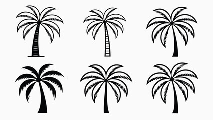 Fototapeta premium Collection of stylized palm trees set in various artistic styles