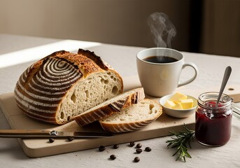 fresh baked bread and coffee