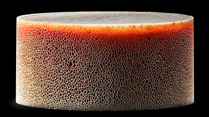 Close up of porous ceramic cylinder with orange hue showcasing complex structure and advanced material for industrial applications