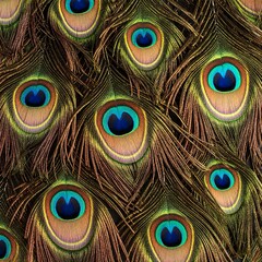 Fototapeta premium Close-up view of peacock feathers
