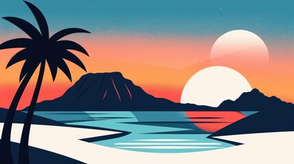 Discover a modern risograph print of Hawaii Volcanoes, blending art with nature in a bold and simple design.