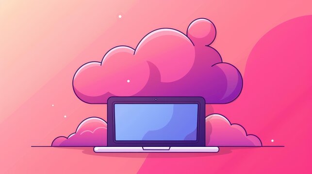 Silhouette of cloud storage above a laptop symbolizes seamless file transfers to online data storage solutions.