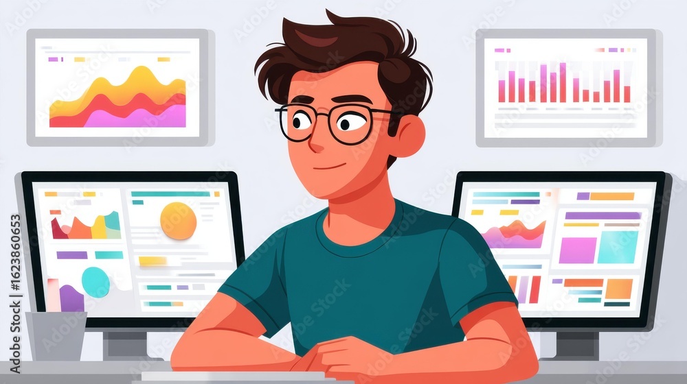 Poster explore the world of data science where business meets technology, analyzing trends with advanced to