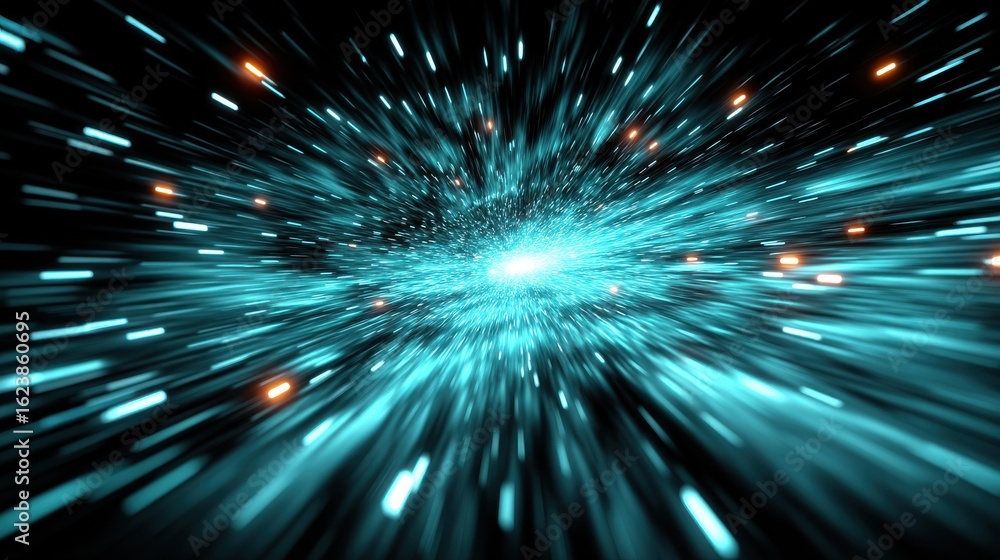 Aufkleber fastpaced data streams surge through cyberspace, merging tech and art in this vibrant stock image st