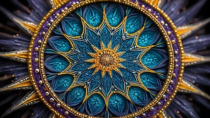Golden Teal Mandala Medallion