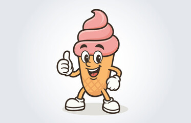 Cone Ice Cream Mascot Cartoon Character Logo Template