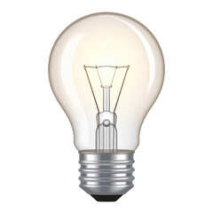 Close-up view of a traditional incandescent light bulb with clear glass and visible filament, spinning gently on a white background for illumination and energy concept