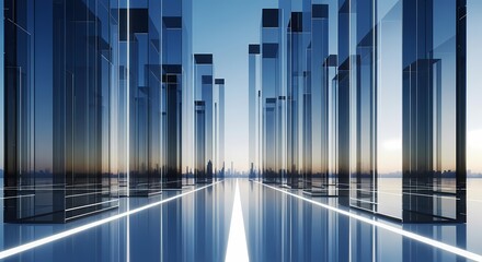 Abstract Cityscape Architecture Futuristic Digital Illustration