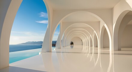 White Arches Architecture Sea View Minimalist Photo