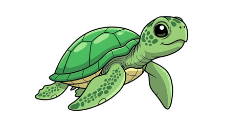 Cartoon Sea Turtle Character on Transparent Background