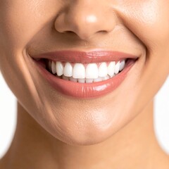 Obraz premium Close-up of a woman's smiling mouth and teeth