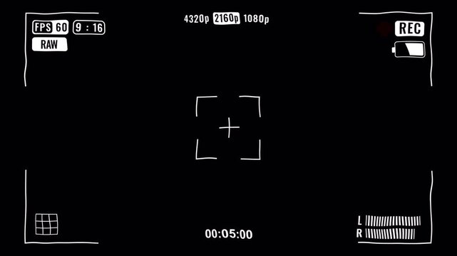 Camera viewfinder recording screen display overlay. Useful for video editing, films, screen replacements