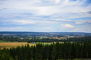 Lanscape view of fields and mountain in Sweden