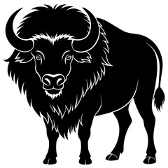 Minimalist Bison Silhouette Vector Art | North American Mammal Profile