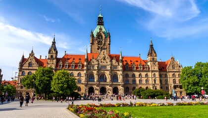 Obraz premium City hall in a sunny European square