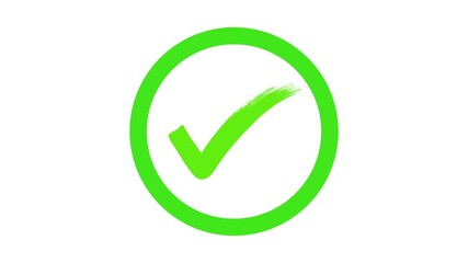 Check Mark Animation | Tick Icon Motion Graphic for Success or Confirmation.  Checkmark animation in a green circle. Yes tick. Correct check mark symbol. 