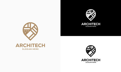 Fototapeta premium Building House Point Logo designs concept vector, Construction Logo template symbol icon, Real Estate logo symbol