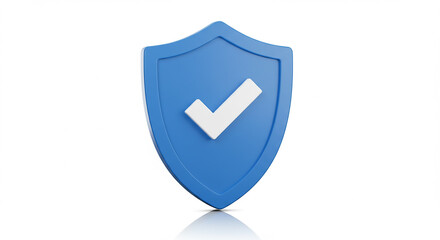 A blue shield with a white check mark in the center against a plain white background image render