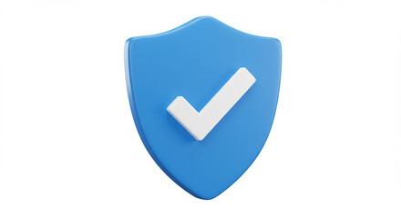 A light blue shield with a white check mark on a white background in a rendered image style
