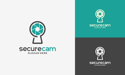 CCTV Camera Logo Template Design Vector, Secure Cam logo template icon symbol