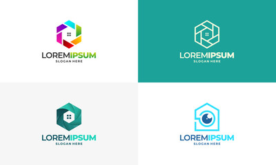Set of CCTV Home Concept vector logo template., Secure Camera CCTV Logo Template Design Vector