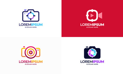 Set of Photo Shot logo designs concept vector, Focus Target Icon Logo Design Element